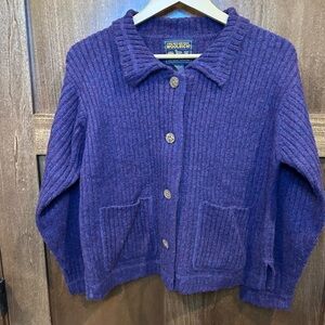 Woolrich Deep Purple Ribbed Button Cardigan